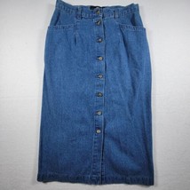 Vintage Lee Denim Skirt  size 10 P button up maxi cotton Long A line  - £15.70 GBP