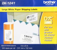 Brother DK1241 4x6in Die Cut White Paper Labels, 200 Labels per Roll - £45.83 GBP