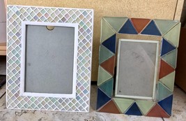 Mosaic Glass frame for 5 x 7 Tile Glass 4&quot; x 6&quot; photo Lot 2 bundle Vintage - £39.87 GBP