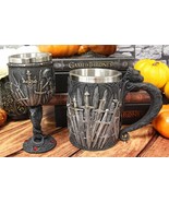 Set of 2 Medieval Valyrian Steel Swords Wine Goblet And Dragon Iron Thro... - €46,46 EUR