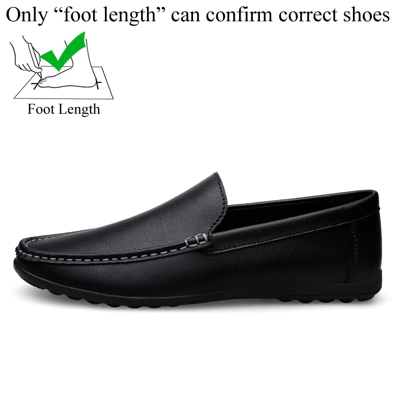 Spring autumn men s casual leather shoes for men black white solid slip on plus size thumb200