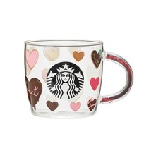 Starbucks Japan Glass Mug Valentine 2023 Beaded Handle Heat Resistant 296ml - £38.96 GBP