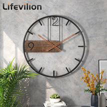 16 Inch Abstract 3D Nordic Round Metal Wall Clock With Walnut Pointer - $32.57