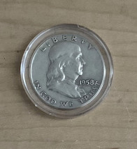 1958 Franklin .90 Silver Half Dollar Denver Mint Uncirculated in Sealed Case - £11.86 GBP