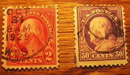 1912 Franklin  50 cent violet stamp and 1912 Washington 2 cent red stamp - £15.94 GBP