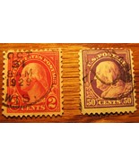 1912 Franklin  50 cent violet stamp and 1912 Washington 2 cent red stamp - £15.65 GBP
