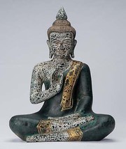 Bouddha - Ancien Khmer Style Assis Bois Statue de Teaching Mudra - 40cm/16 &quot; - $494.87