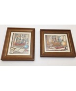 Pair Of Nautical Prints Mounted Signed Charles Cerny 1959 Boats Globe Oc... - £33.31 GBP