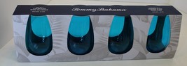 Tommy Bahama In/Outdoor Acrylic Teal Blue Stemless Wine Glasses Set Of 4 NEW - £20.50 GBP