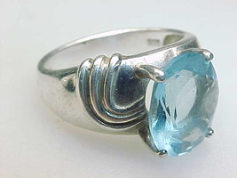 Genuine BLUE TOPAZ Vintage RING in STERLING SILVER - Size 6 - FREE SHIPPING - £67.86 GBP