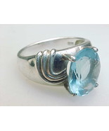 Genuine BLUE TOPAZ Vintage RING in STERLING SILVER - Size 6 - FREE SHIPPING - £68.10 GBP