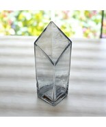Unique Clear Thick Glass Vase Square Base Diagonal Cut Rim Heavy 11" - $546.07 MXN Unique Clear Thick Glass Vase Square Base Diagonal Cut Rim Heavy 11" - $546.07 MXN