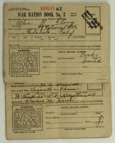 Vintage Paper Lot WWII Military War Ration Books No 3 California &amp; Penns... - $9.66