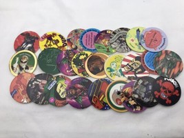 Pogs Lot Vintage Assortment Of 26 In Container DC Power Rangers And More - $19.95