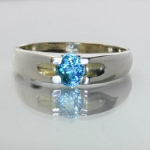 Cambodian Windex Blue Zircon Gemstone 925 Silver Ring size 7 Unisex Design 318 - £77.11 GBP