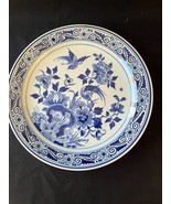 SUPERB Porceleyne Fles blue &amp; white floral Delft plate w. birds . Marked... - $128.68
