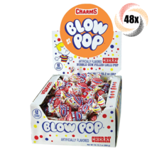 Full Box 48x Pops Charms Cherry Blow Pops Bubble Gum Filled Lollipops | ... - £19.11 GBP