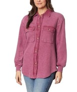 Briggs Womens Shirt Dark Pink Waffle Button-Front Long Sleeves Pockets - $54.87 CAD