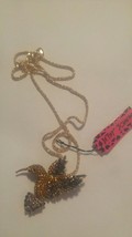 New Betsey Johnson Necklace Beautiful Pink Hummingbird - £19.97 GBP
