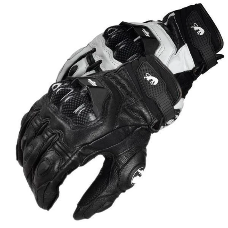 New Guantes Moto Black Racing Genuine Leather Women Man White Motorcycle Gloves - £23.11 GBP+
