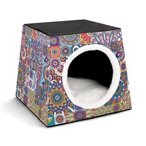 Mondxflaur Floral Mandala Cat Beds for Indoor Cats Cave Bed 3 in 1 Pet House - £26.37 GBP