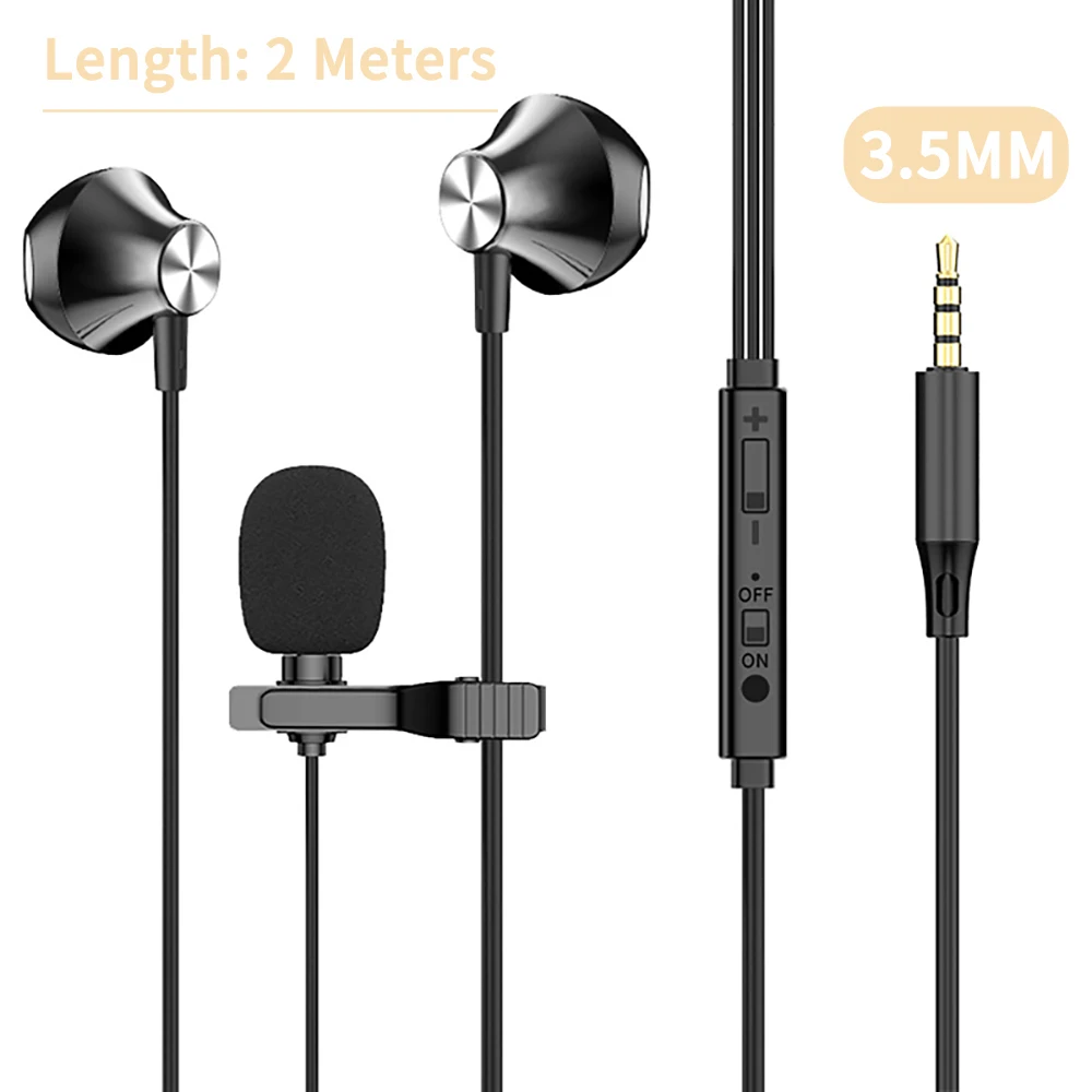 2Meters Live Streaming Karaoke Wired Earphones 9D HiFi Heavy Bass Dual Mic Heads - £8.24 GBP