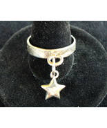 Sterling Silver Band with Star Charm Ring - £13.52 GBP