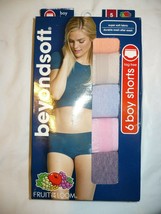 Fruit Of The Loom Beyond Soft Women&#39;s Boyshorts Size 5/S Solids 6 Pair Purples - £12.61 GBP