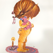 1970s Little Girl Bear Bedtime Wall Art Print Child Sleep Over 11 x14 Li... - £3.37 GBP