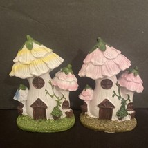 Fairy Garden Fairy Forest Flower Houses Set Of 2 NEW - £6.90 GBP