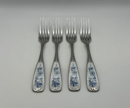 Set of 4 BLUE DANUBE Stainless Steel with China Insert Dinner Forks - $119.99