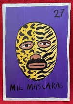 Mexican Folk Art Luchadore Wrestler Mil Mascaras Retablo By Rafael Rodrí... - $30.00