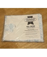 Vintage Meadowbrook Luxury Full Flat Sheet Light Blue Floral Diamond New... - $456.30 MXN
