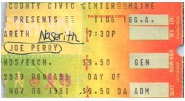 Billet Vintage Nazareth Joe Perry 6 Novembre 1981 Portland Maine - $49.52