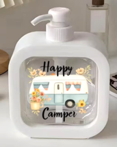 Happy Camper Hand Soap Dispenser Classic Retro RV Van Design Plastic Bat... - $4.81