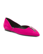 NEW NINE WEST PINK LEATHER SUEDE POINTY FLAT PUMPS SIZE 8 M - £55.90 GBP