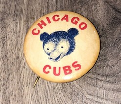 CHICAGO Cubs pin button pinback 1950s Old Cubbie Bear - £13.50 GBP