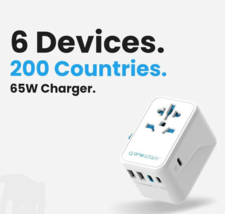 Lot Of 2 International Travel AC Power Plug Converter  USB A &amp; C PD 65 W... - $29.69