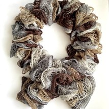 Knitted Tiered Neutral Color Lightweight Scarf Incredible Ruffles 44”x5” - £11.95 GBP