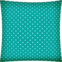 17&quot; X 17&quot; Turquoise Zippered Polyester Polka Dots Throw Pillow Cover - £42.88 GBP