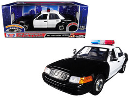 2001 Ford Crown Victoria Police Car Plain Black &amp; White w Flashing Light... - $79.03