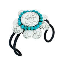 Beautiful White Turquoise Flower Statement Cuff Bracelet - £11.78 GBP