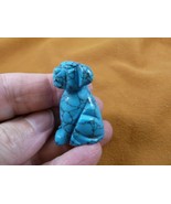 Y-DOG-LA-578) Blue Howlite LABRADOR lab Dog carving FIGURINE gemstone st... - $19.22 CAD