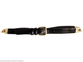 Womens Leather Belt Fossil Articulated Gold Links Black Leather - $34.75