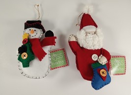 Russ Baby Jingle Bell Babies Snowman &amp; Santa Plush Soft Christmas Tree Ornaments - £5.51 GBP