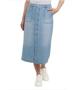Wrangler Womens Denim Skirt Light Blue Western Midi Slit Pockets Midweight - $68.59 CAD
