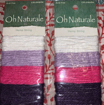 2PC Colorbok Oh Naturale Hemp String Acid Free White Purple Pink 2 Yards/Color - £10.16 GBP