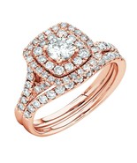 2ct Imitación Diamante Compromiso Boda Doble Halo Novia Set Anillos 925 ... - €130,10 EUR