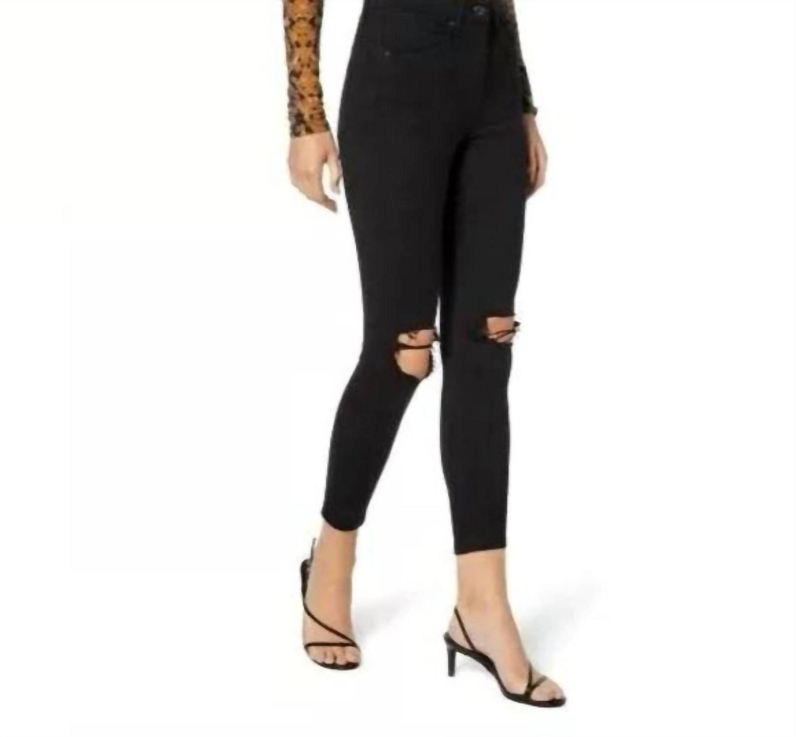 Topshop High Rise Jamie Stretch Denim Ripped Skinny Jeans Black - $61.00