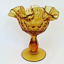 Fenton Amber Thumbprint Compote Double Crimp Candy/Nut Dish - $17.82